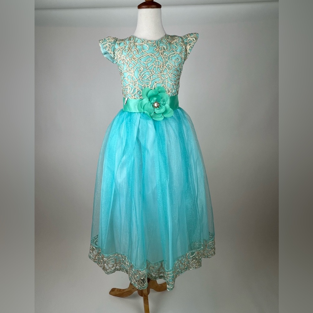 Girls aqua party dress sz 8